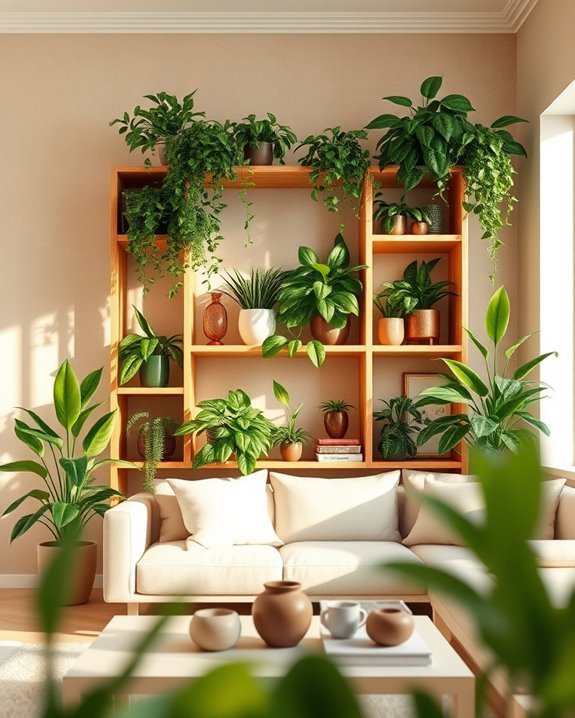 vibrant bookshelf plant oasis