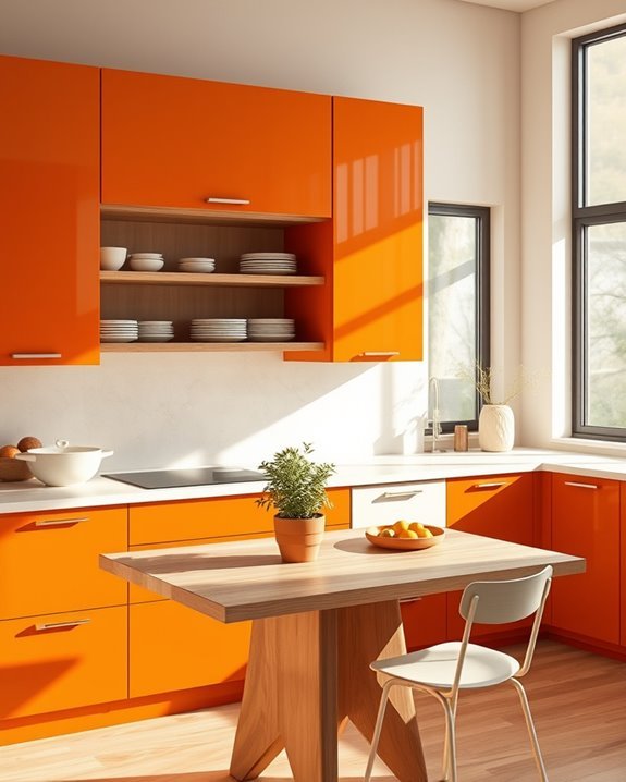 vibrant burnt orange accents