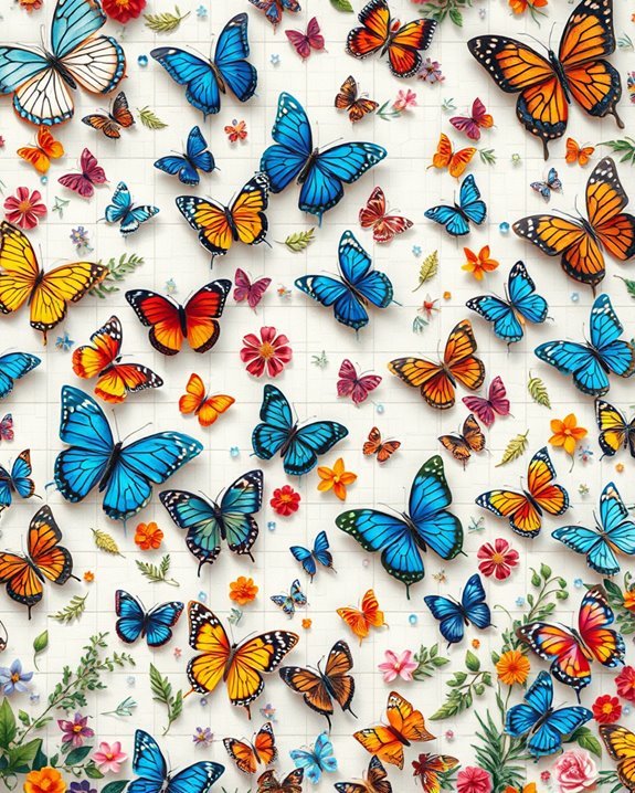vibrant butterfly mosaic art