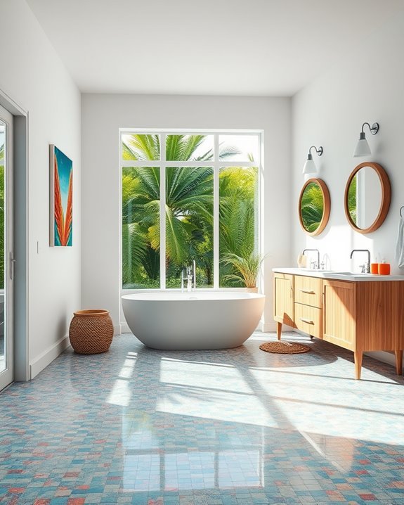 vibrant caribbean inspired bathroom retreat