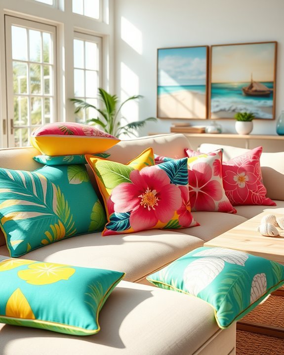 vibrant caribbean inspired throw pillows
