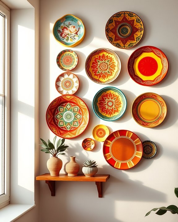 vibrant ceramic plate display