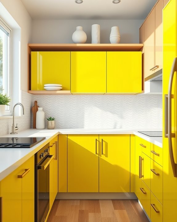 vibrant chartreuse kitchen design