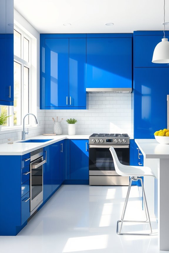 vibrant cobalt blue kitchen