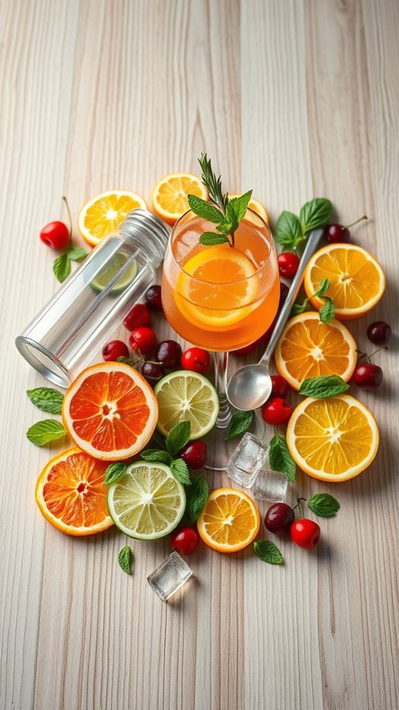 vibrant cocktail ingredient collage