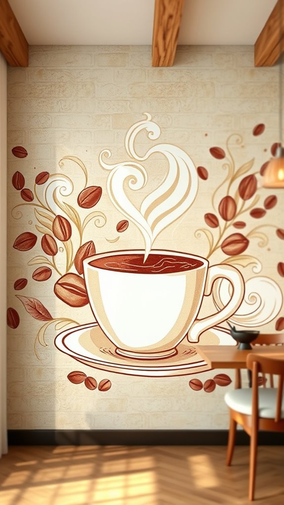 vibrant coffee themed murals