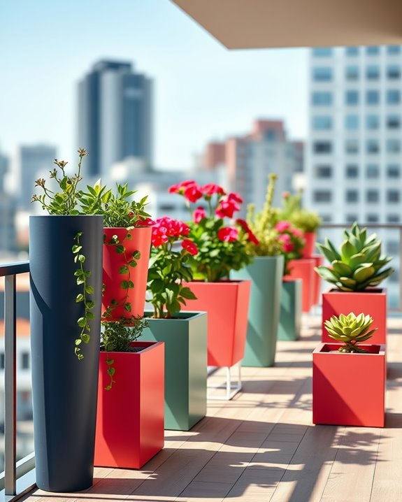 vibrant color blocked planters