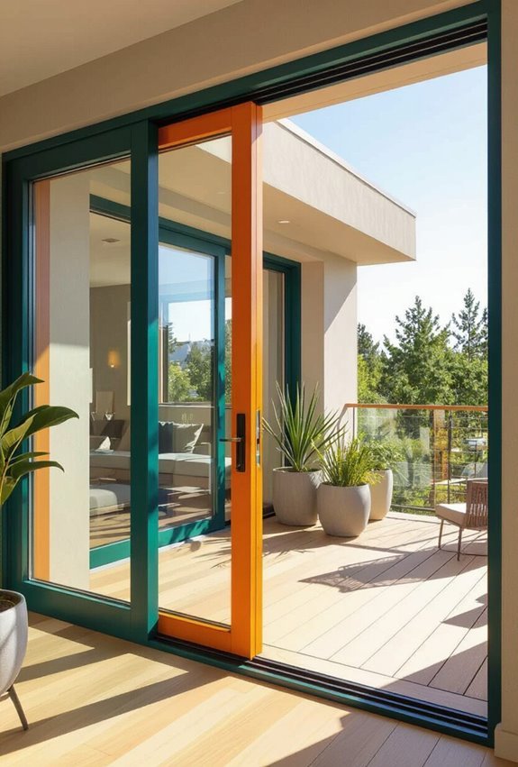 vibrant colored sliding frames