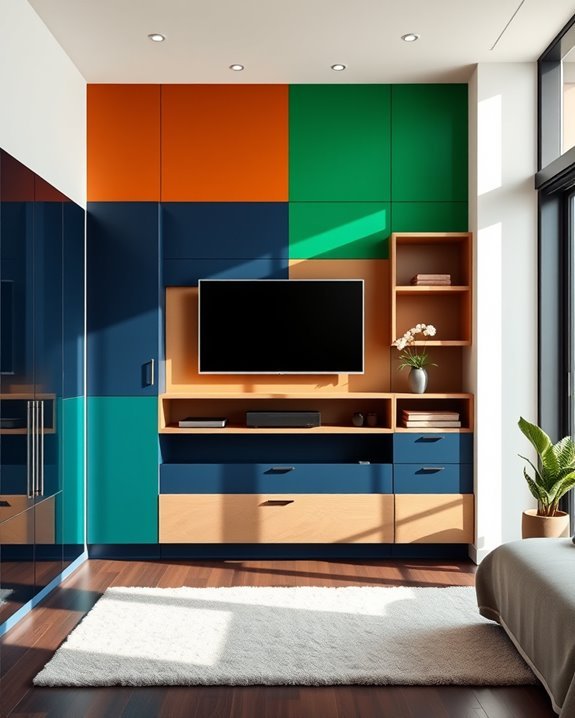 vibrant colorful closet design