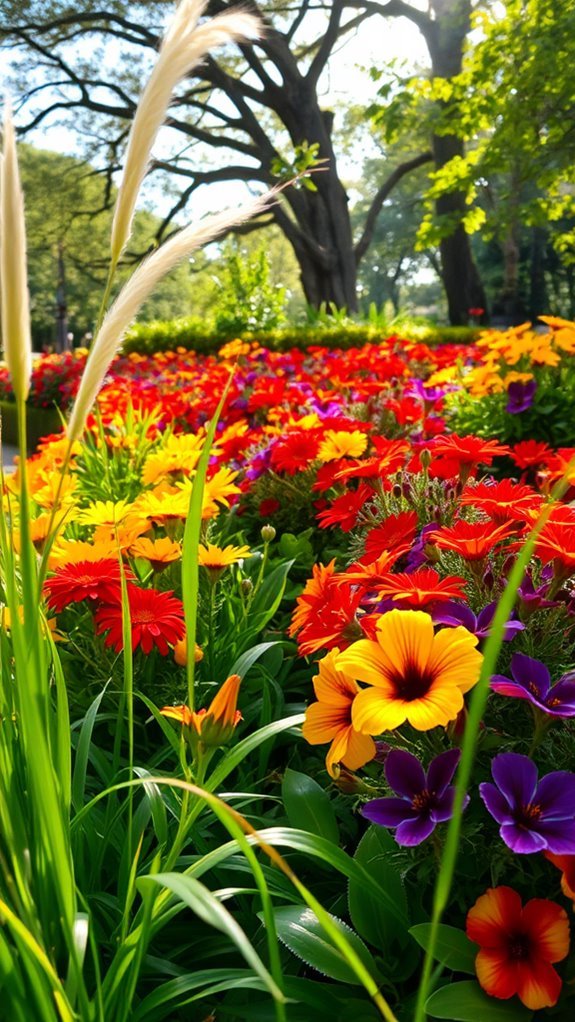 vibrant colorful flower beds