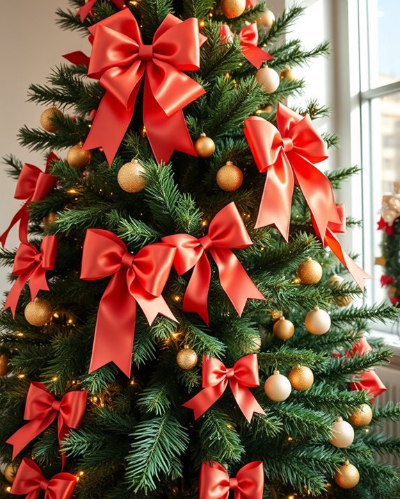 vibrant coral holiday bows