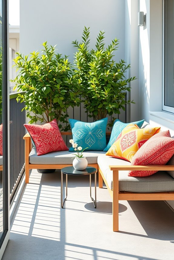 vibrant cozy balcony cushions