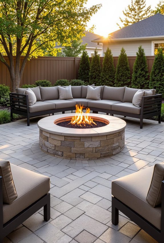 vibrant cozy paver firepit