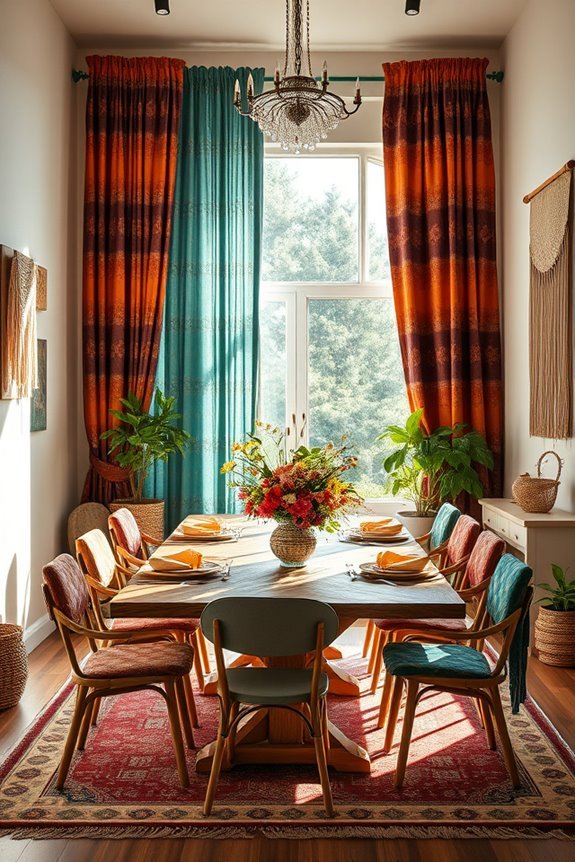 vibrant curtains enhance atmosphere