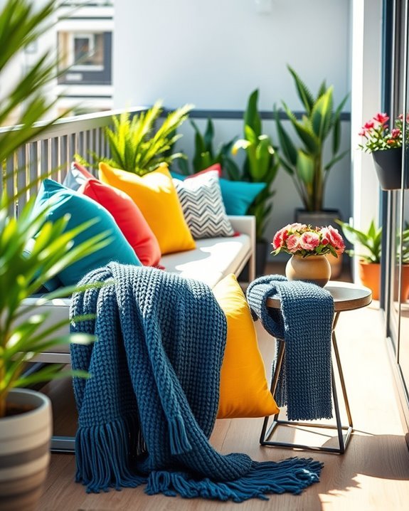 vibrant cushions and throws