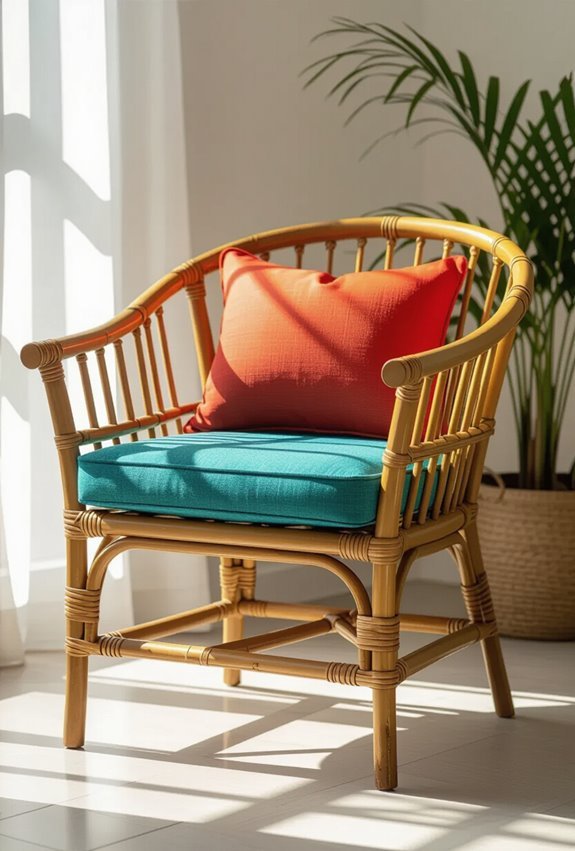vibrant cushions for bamboo