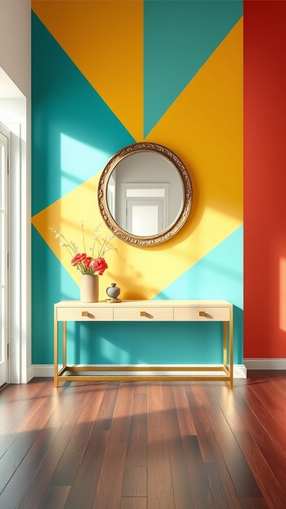 vibrant entryway accent walls