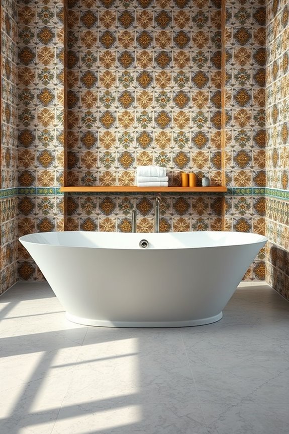 vibrant ethnic print bathrooms