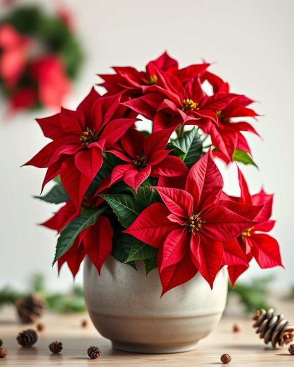 vibrant festive poinsettia decor