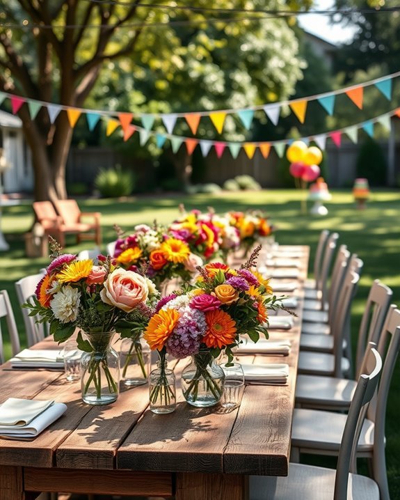 vibrant floral party decor