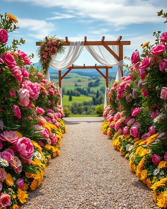 vibrant flower beds entrance