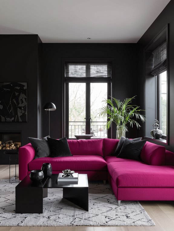 vibrant fuchsia black contrast