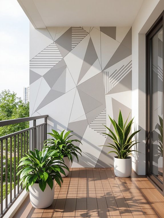 vibrant geometric balcony decor