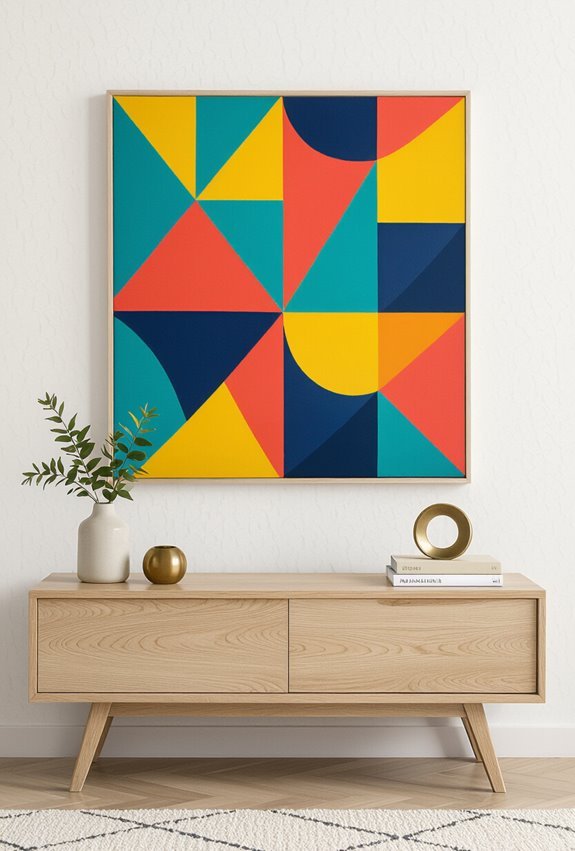 vibrant geometric prism wallart