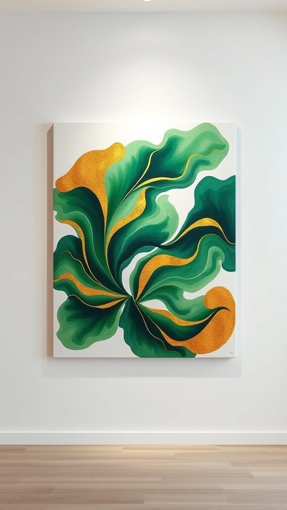 vibrant green and gold abstracts