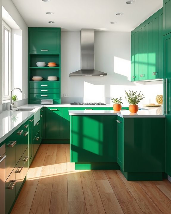 vibrant green kitchen accents