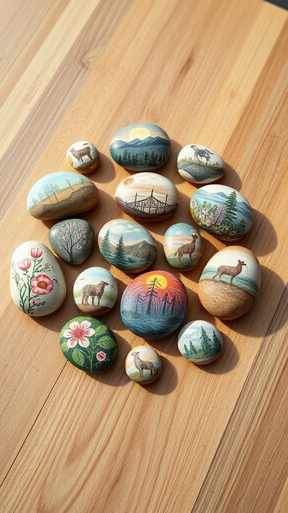 vibrant hand painted rock decor