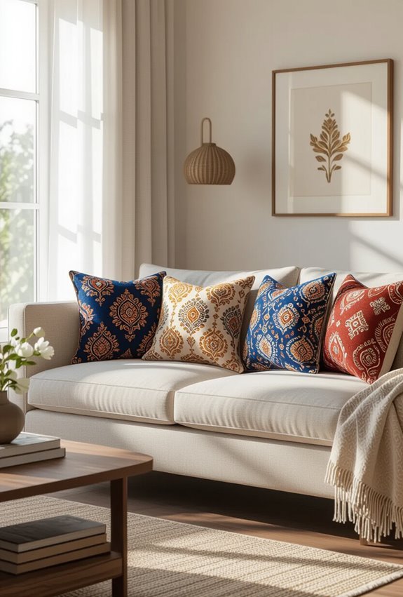 vibrant indian block print pillows