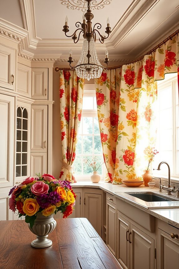 vibrant kitchen curtain accents