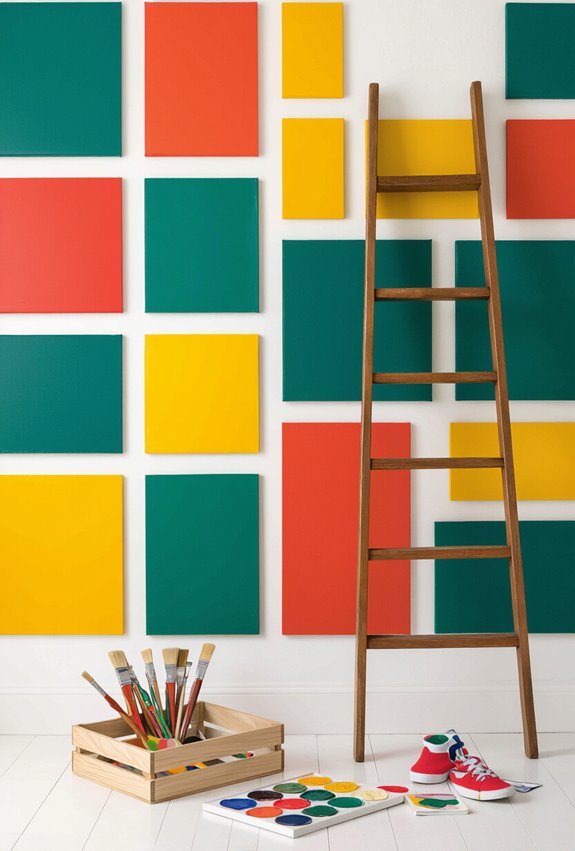 vibrant layered gallery wall