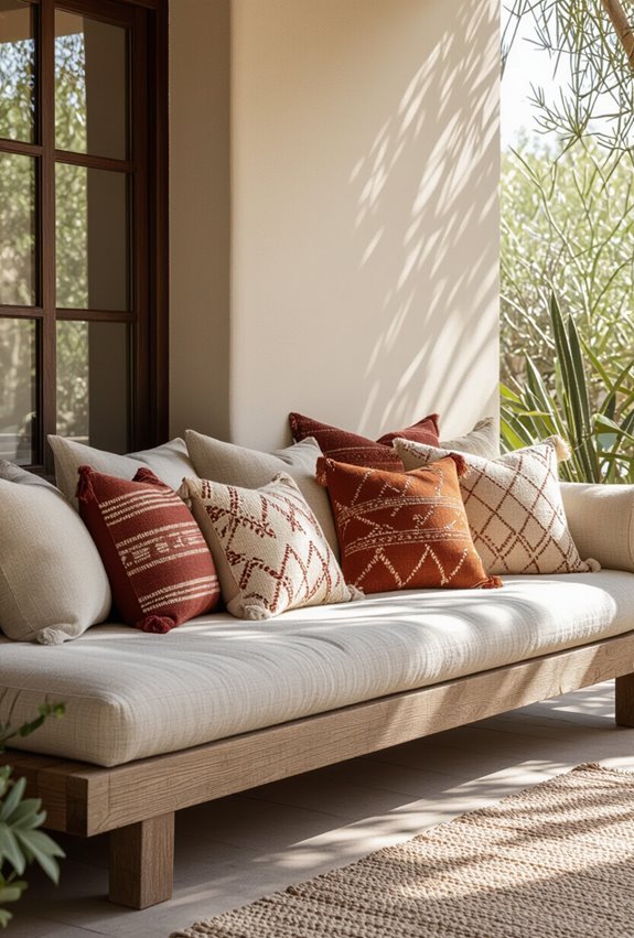 vibrant layered moroccan embroidered pillows