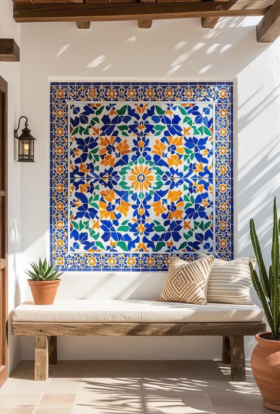 vibrant mexican mosaic statement wall
