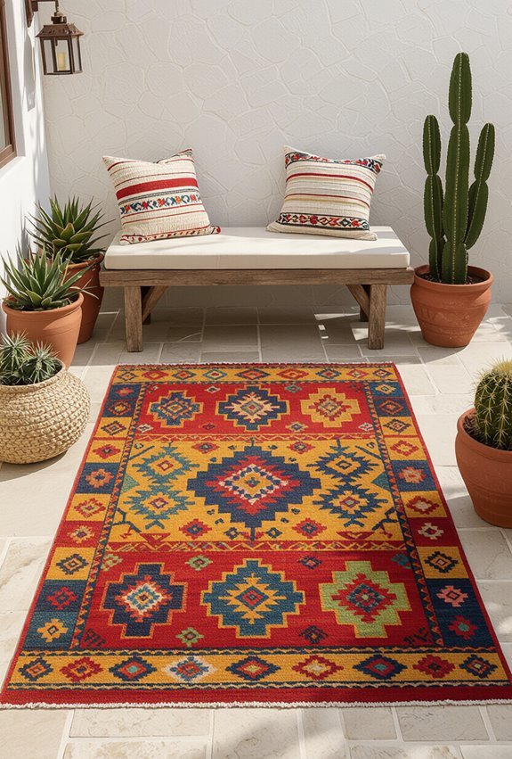 vibrant mexican style outdoor rugs