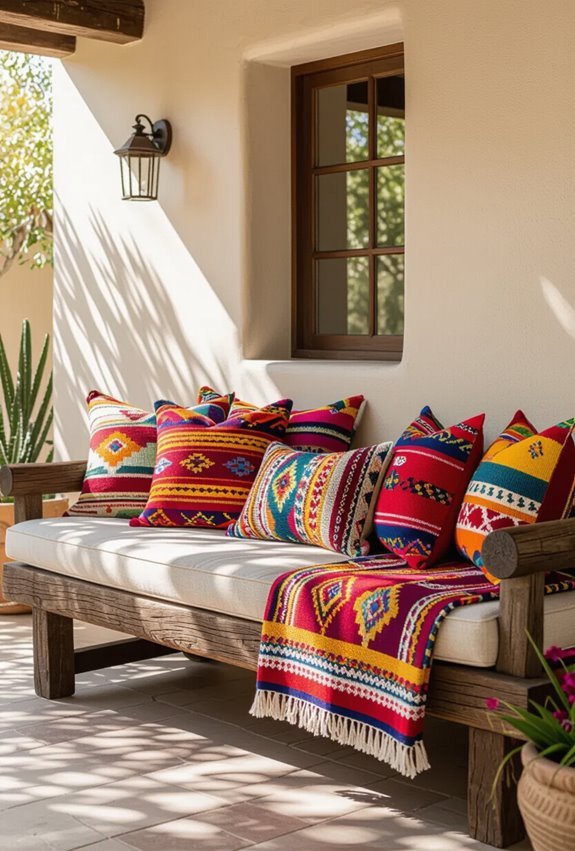 vibrant mexican textiles for seating