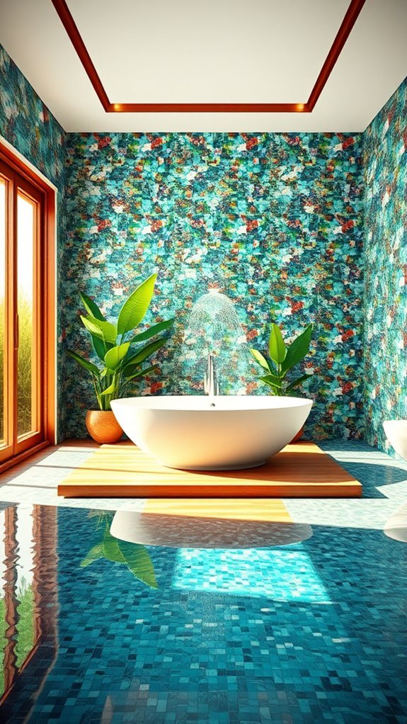 vibrant mosaic tile accents