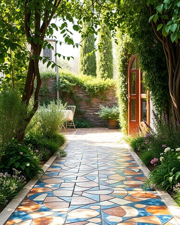vibrant mosaic walkway designs