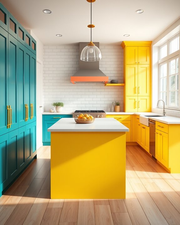 vibrant multi colored cabinet combinations