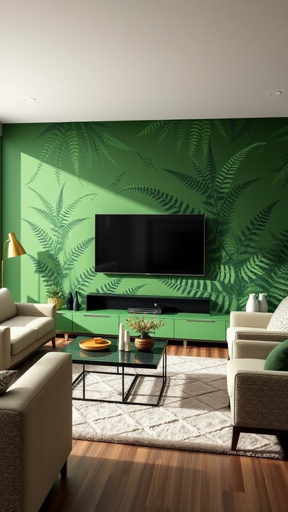vibrant murals in green