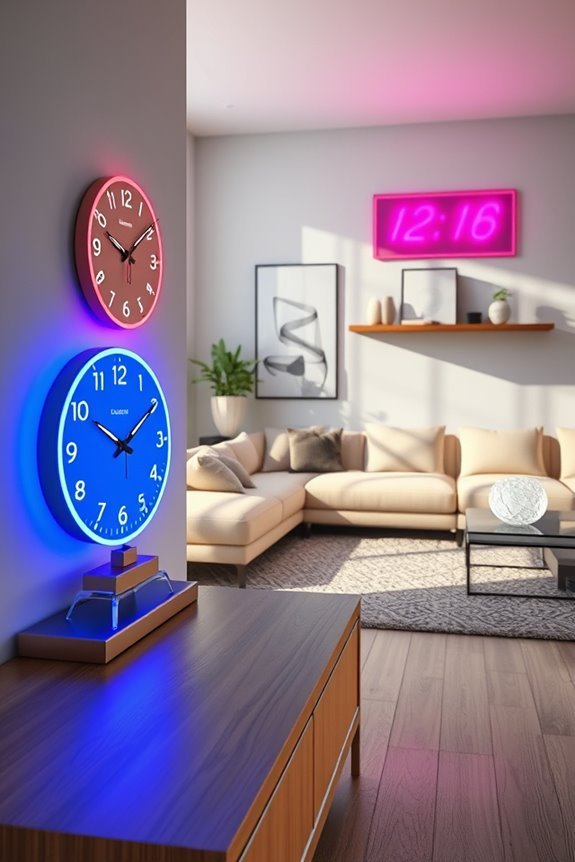 vibrant neon clock decor