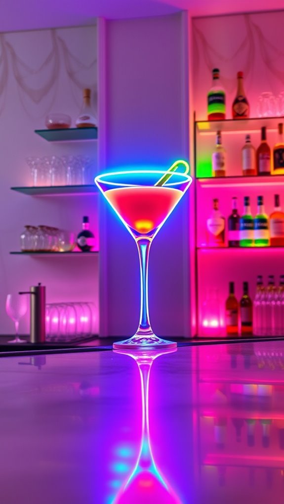 vibrant neon cocktail signage
