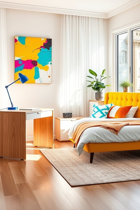 vibrant office with bed