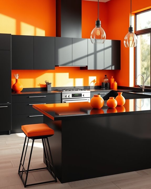 vibrant orange kitchen accents