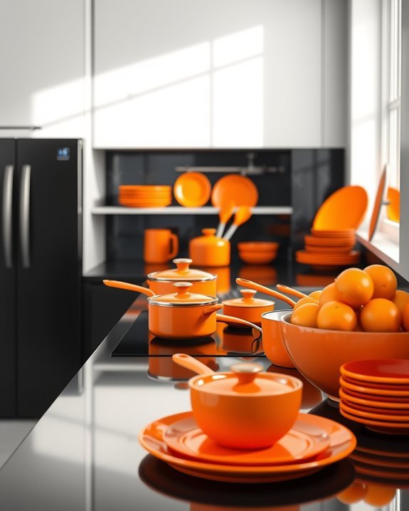 vibrant orange kitchenware collection