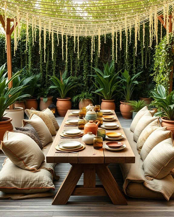 vibrant outdoor dining oasis