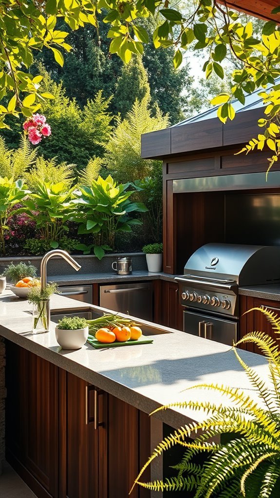 vibrant outdoor kitchen landscaping