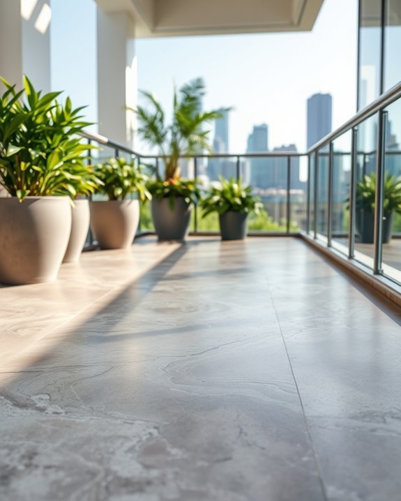 vibrant painted concrete balcony